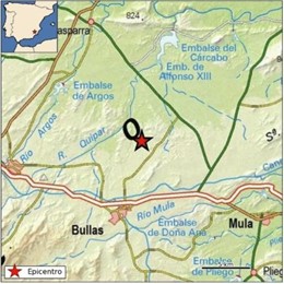 Sucesos.- Bullas registra un terremoto de 3,6 grados de magnitud