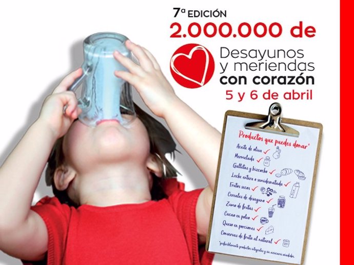 Cruz Roja entregará 1,6 millones de desayunos y meriendas para niños en riesgo d