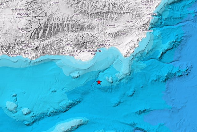 Almería.-Sucesos.-Registrado un terremoto de magnitud 3,4 frente a la costa de Almería sentido en nueve municipios