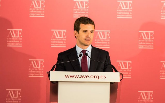 Encuentro entre la Asociación Valenciana de Empresarios (AVE)  y el presidente del Partido Popular y candidato a la Presidencia del Gobierno, Pablo Casado