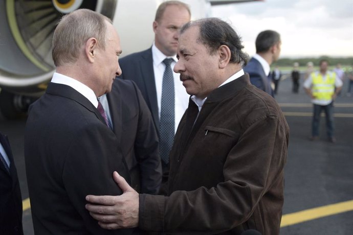 Vladímir Putin y Daniel Ortega en Managua, Nicaragua