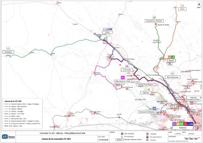 Aprobado el proyecto de transporte en bus de la zona noroeste del área metropolitana de Valencia con nueve líneas