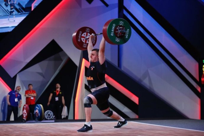 El halterófilo español Marcos Ruiz, en el Campeonato de Europa absoluto.