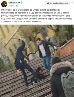 Podemos acusa a la Policía de "apalear" a un profesor y pide explicaciones a Delia Losa