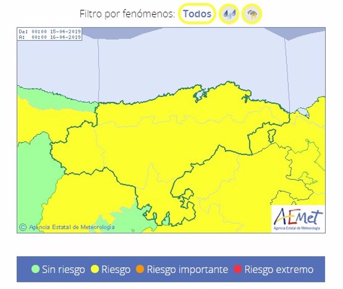 Cantabria estará este lunes en aviso por tormentas y lluvias