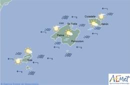 Predicción meteorológica para miércoles 17 de abril de marzo en Baleares: