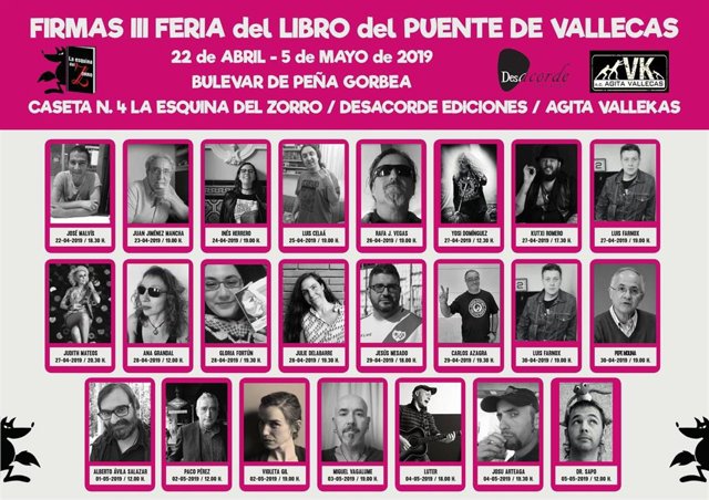 Yosi, Kutxi Romero, Judith Mateo y Rafa J. Vegas firmarán en la Feria del Libro de Vallecas