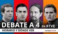 Horario y dónde ver el debate a cuatro de RTVE para el 28A