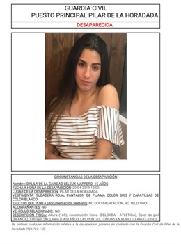 Alicante.- Sucesos.- Desaparecida una joven de 15 años en Pilar de la Horadada