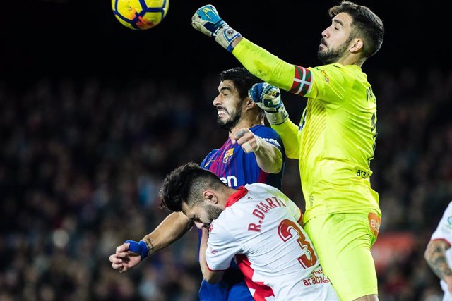 BARCELONA, SPAIN - JANUARY 28: Luis Suarez from Uruguay of FC Barcelona during La Liga match between FC Barcelona v Alaves at Camp Nou Stadium in Barcelona on 28 of January, 2018.