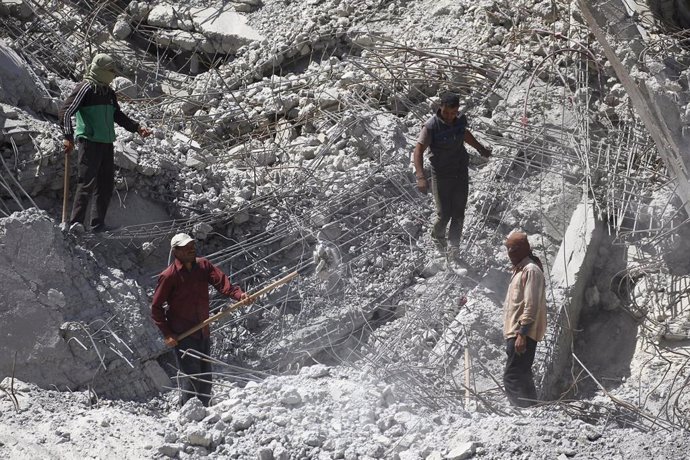 Escombros de un edificio en Raqqa