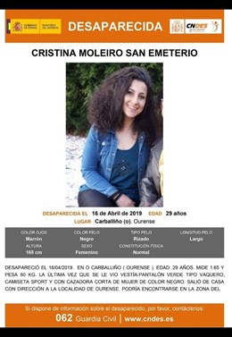 La Guardia Civil pide colaboración para localizar a una joven de O Carballiño desaparecida "de forma voluntaria"