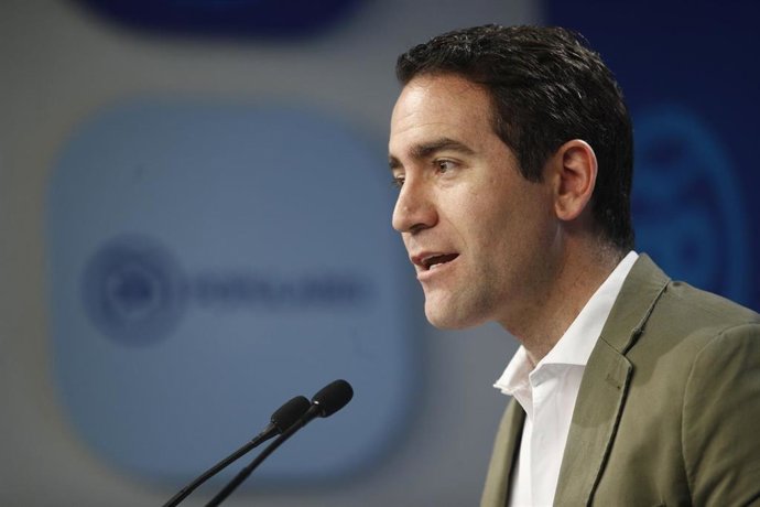 El secretario general del Partido Popular, Teodoro García Egea, ofrece una rueda de prensa en la sede nacional del PP