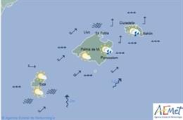 Predicción meteorológica para miércoles 24 de abril en Baleares: cielo cubierto con precipitaciones