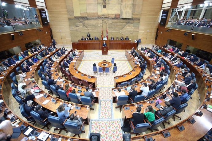 Imagen del pleno de la Asamblea de Madrid durante la investidura de Garrido
