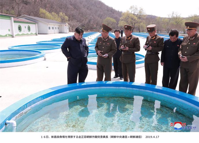 North Korean Leader kim visits Shinchang Fish Farm in Pyongyang