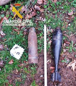 Successos.- La Gurdia Civil destrueix un projectil i una magrana de Conca de Dalt (Lleida)