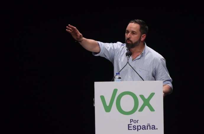 Acto público en Sevilla  del candidato de Vox a la Presidencia del Gobierno, Santiago Abascal,