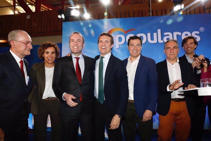 El candidato del PP a la Presidencia del Gobierno, Pablo Casado, participa en un acto público en Málaga