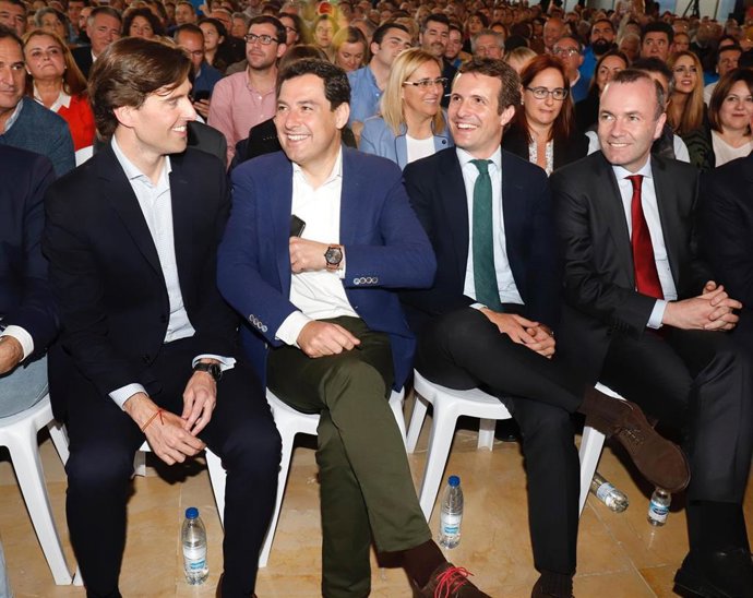 El candidato del PP a la Presidencia del Gobierno, Pablo Casado, participa en un acto público en Málaga