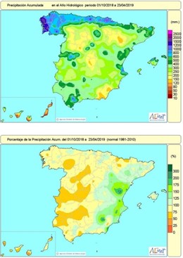 La falta de lluvias acumuladas desde octubre se reduce del 16 al 10% y el Levante pasa de déficit a un marcado superavit