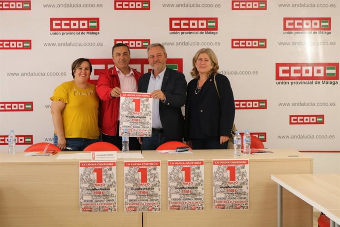 Málaga.- CCOO y UGT llaman a secundar la manifestación del 1 de mayo en Málaga por más igualdad, derechos y cohesión