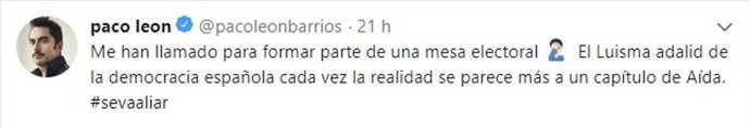 28A.- El Actor Paco León Forma Parte De Una Mesa Electoral