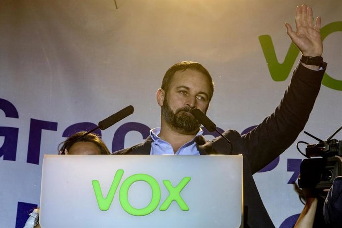 Elecciones generales 28A 2019. VOX celebra sus resultados en la Plaza Plaza Margaret Thatcher de Madrid