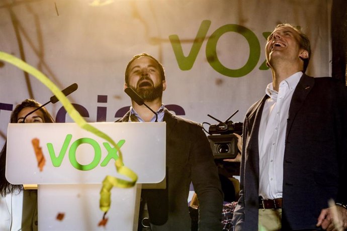 Elecciones generales 28A 2019. VOX celebra sus resultados en la Plaza Plaza Margaret Thatcher de Madrid