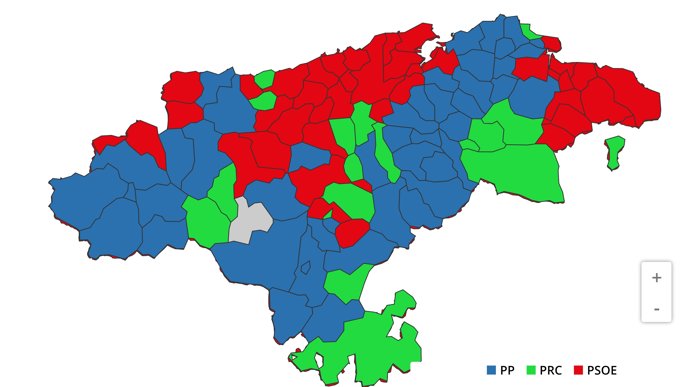 Partidos más votados por municipios 