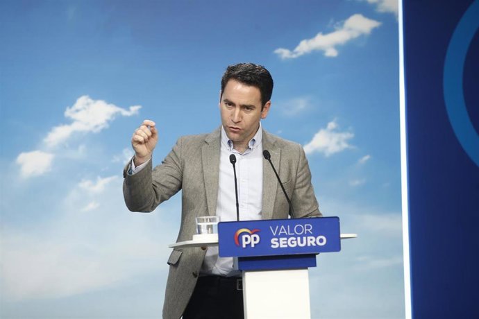 El secretario general del PP, Teodoro García Egea, ofrece una rueda de prensa so