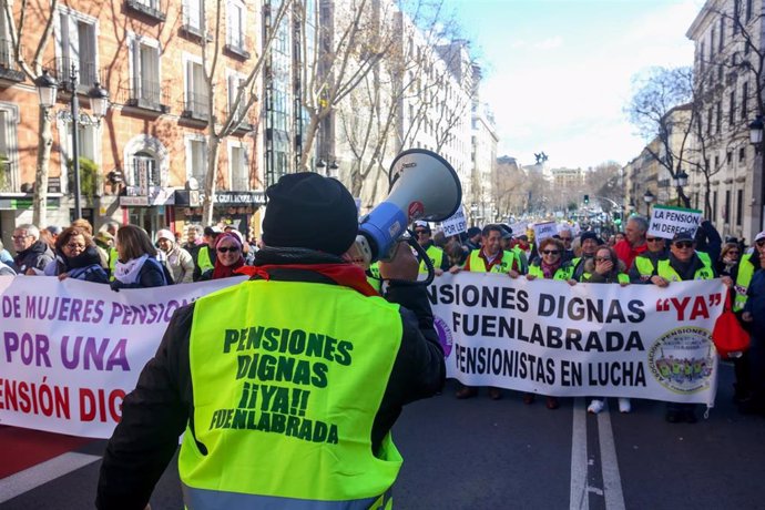 Manifestación convocada por la Coordinadora Estatal en Defensa del Sistema Público de Pensiones en Madrid