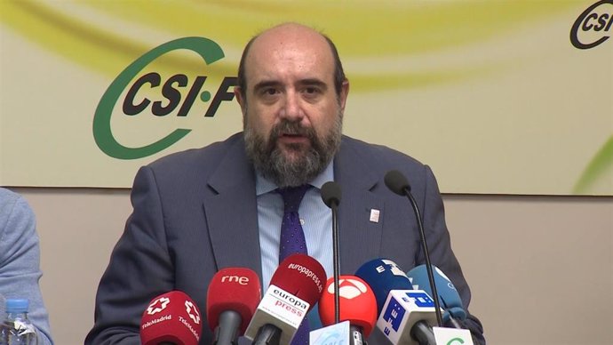 El presidente de CSIF, Miguel Borra, en rueda de prensa