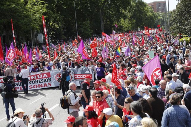 Manifestación en Madrid de los sindicatos por el Día del Trabajo 