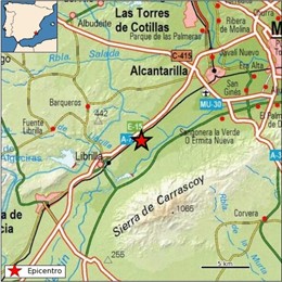 Sucesos.- Librilla (Murcia) registra un terremoto de magnitud 2,6 sin daños