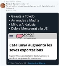 Arrimadas critica el "pur deliri separatista" de De Gispert i que li donin la Creu de Sant Jordi