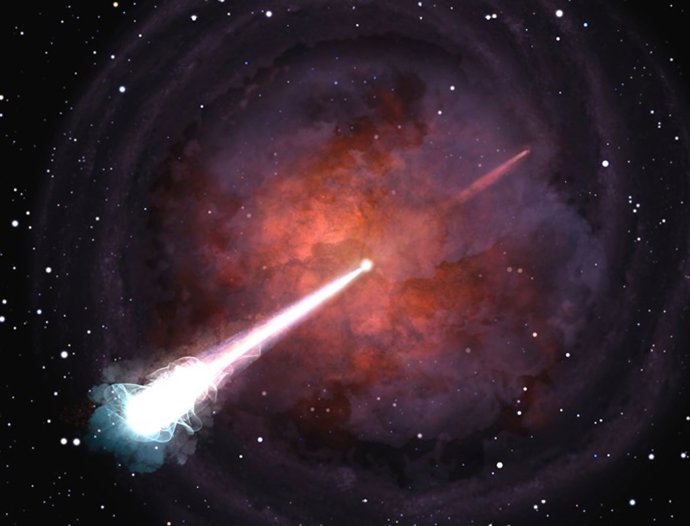 Captan un chorro de materia tras una fusión de estrellas de neutrones