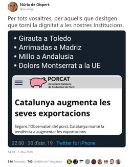 Tuit de Núria de Gispert