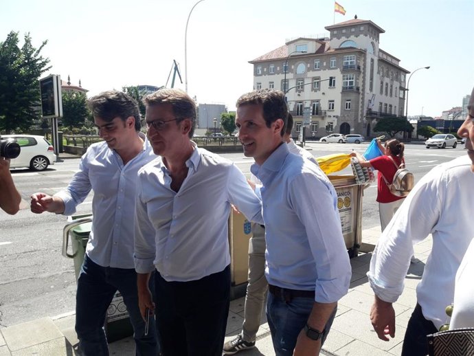 Casado, Feijóo e Diego Calvo, na Coruña