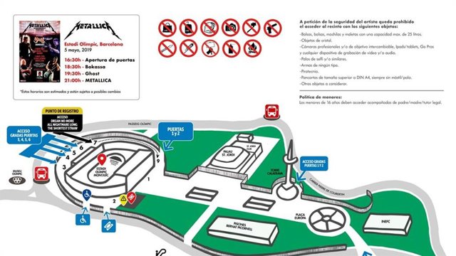 Metallica en Barcelona: Horarios, accesos, plano y recomendaciones