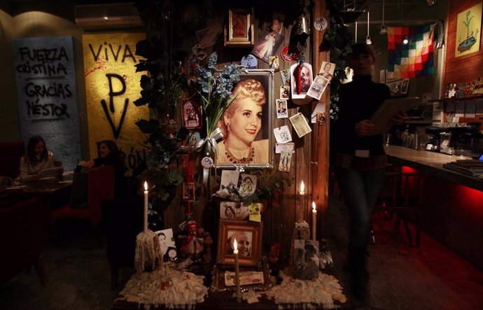 A shrine for Eva Peron, wife of former Argentine President Juan Peron, is seen a