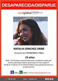 Buscan a una estudiante granadina de 22 años desaparecida en París