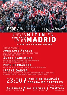 26M.- Gabilondo y Pepu Hernández arrancarán la campaña en Madrid arropados por Ábalos
