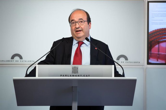 Miquel Iceta comparece en rueda de prensa en el Parlament de Cataluña tras ser propuesto como presidente del Senado
