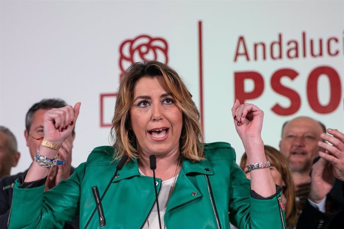 La secretaria general del PSOE-A, Susana Díaz, valora los resultados electorales