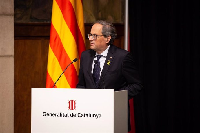 El presidente de la Generalitat, Quim Torra, y la consellera, ngels Chacón, reciben a los organizadores del salón Integrated Systems Europe (ISE), en la Generalitat de Barcelona