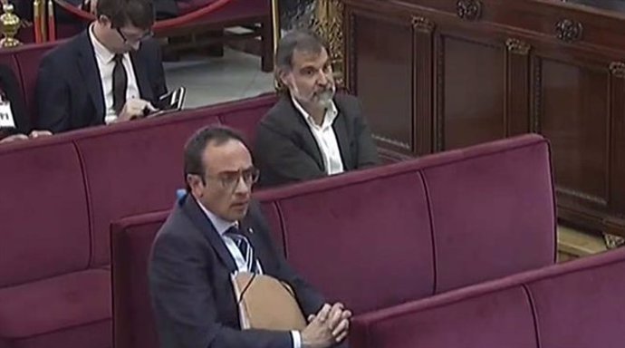 Jordi Cuixart durante una sesión del juicio al procés en el Supremo