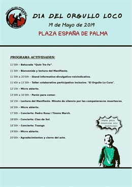 Organizan este domingo en Palma el 'Día del Orgullo Loco', una jornada para visibilizar la salud mental