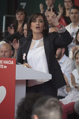 Pedro Sánchez en un acto del PSOE en Logroño