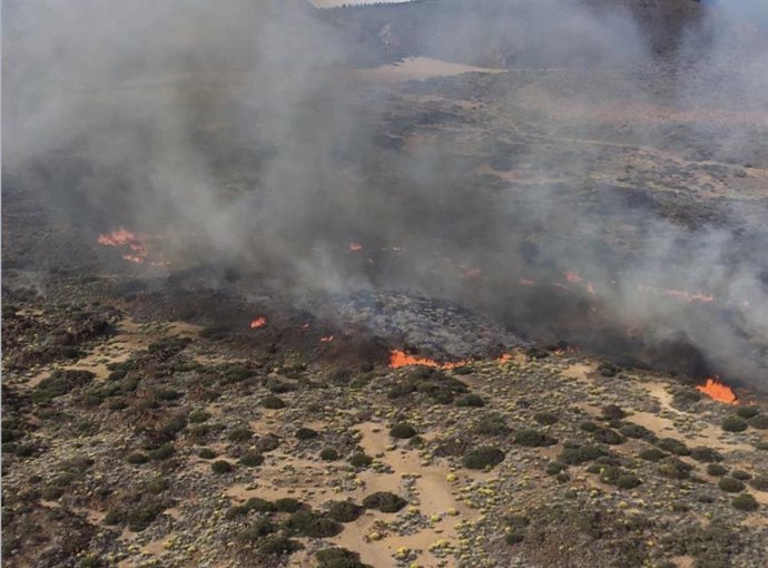 Estabilizado el incendio en el Parque Nacional del Teide, cuya zona afectada alcanza las 20 hectáreas